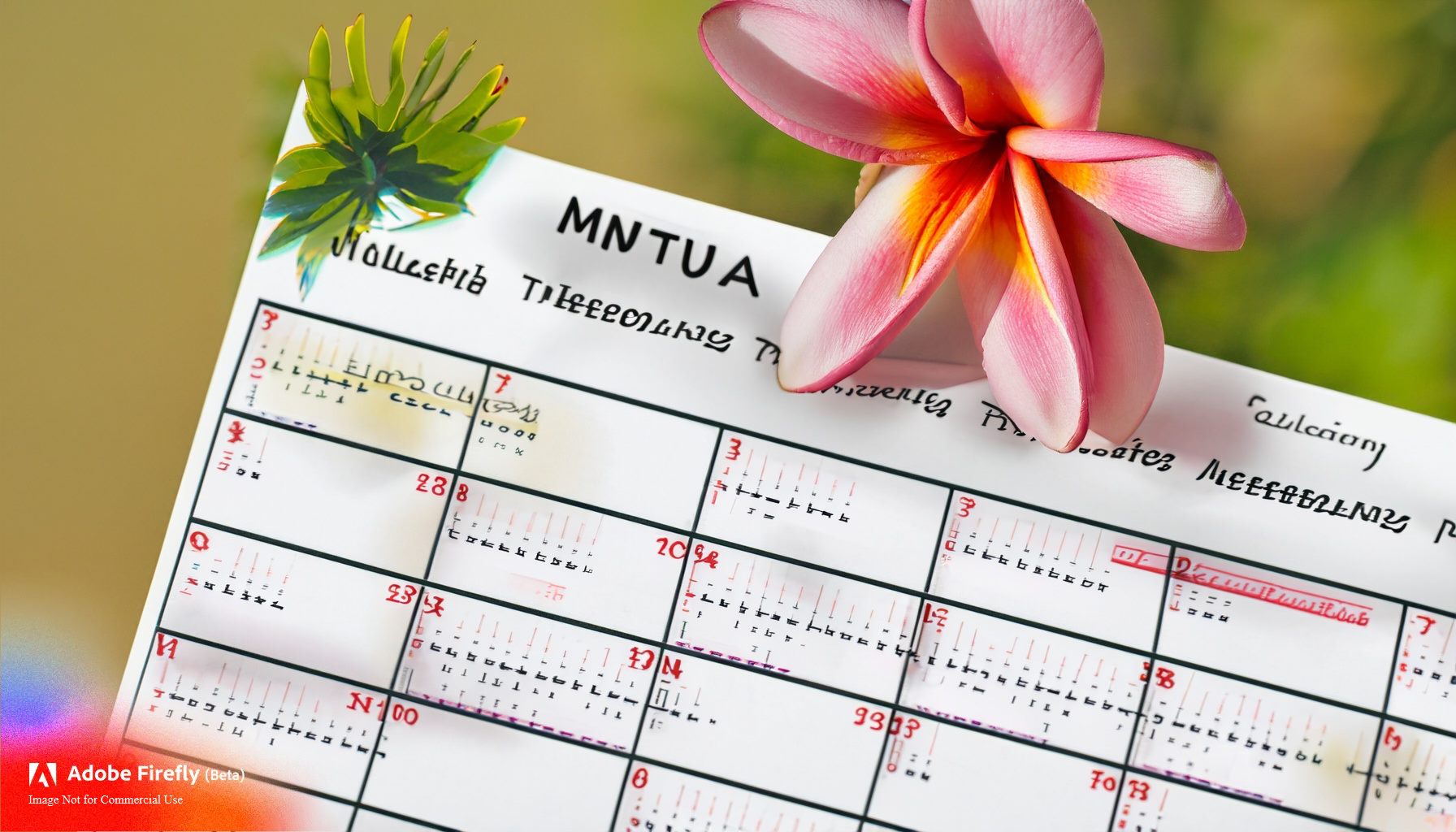 Plumeria Care Calendar